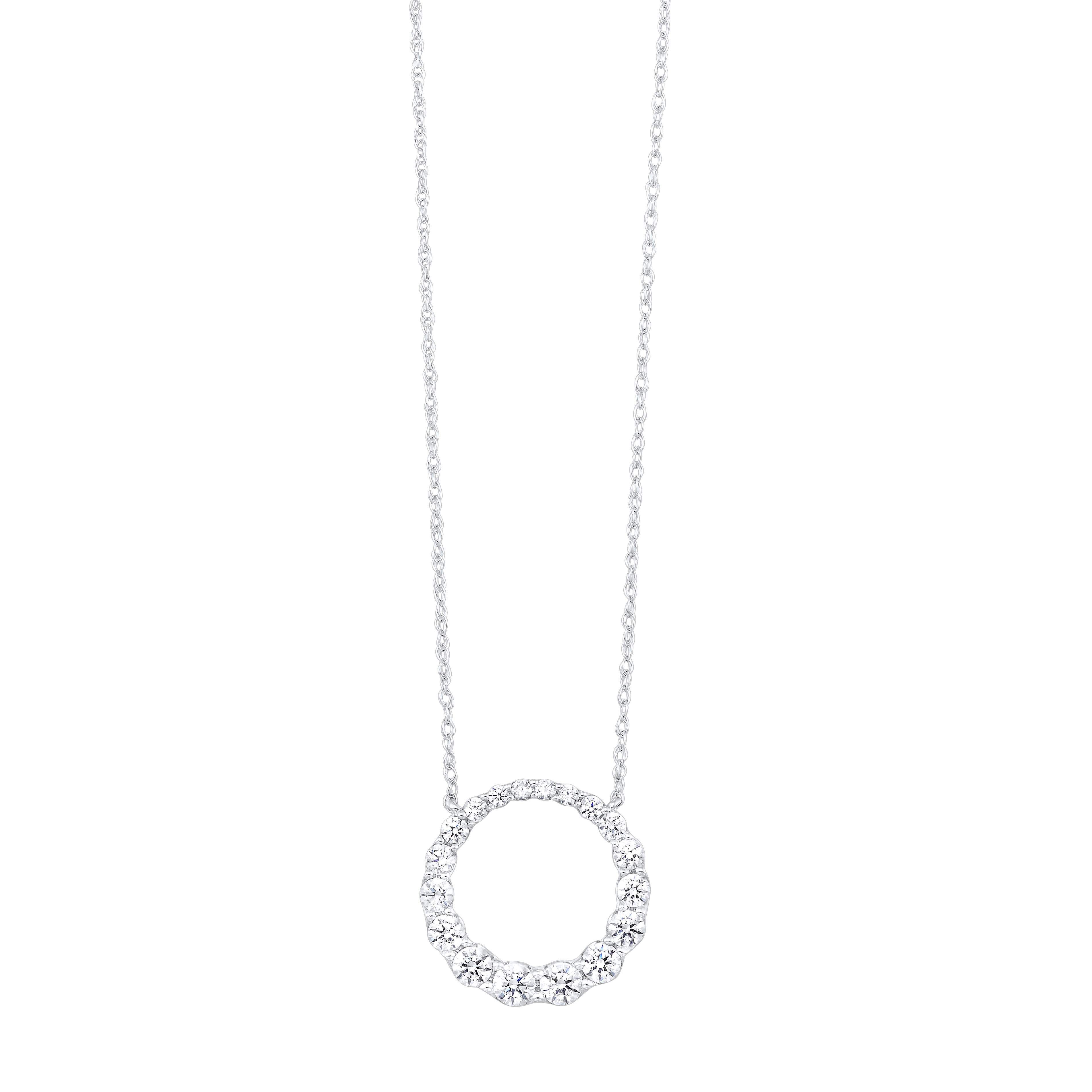Lab Grown 14Kt White Gold Diamond 3/4Ctw Necklace