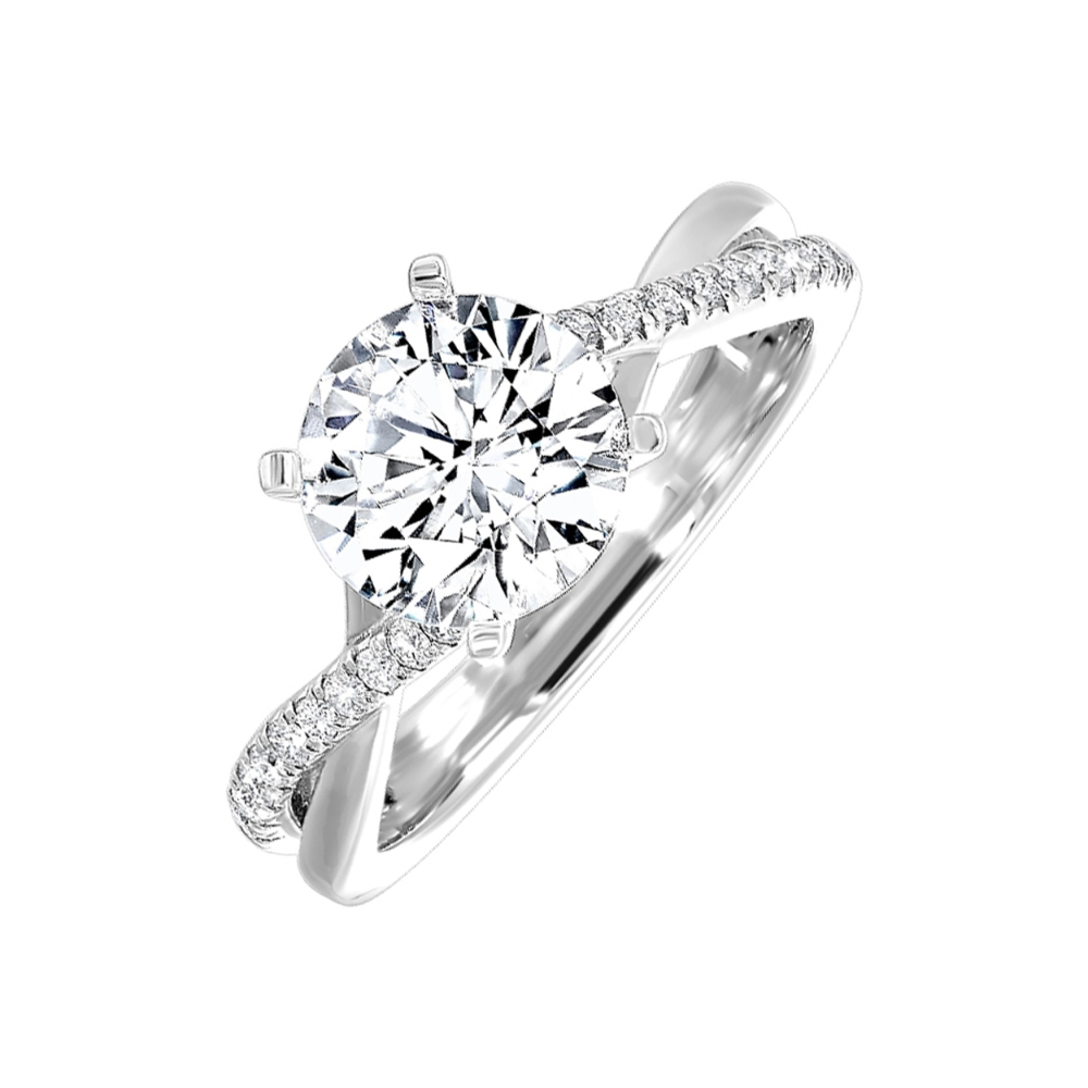 Lab Grown 14Kt White 1 5/8Ctw With 1 1/2Ctw Round Center