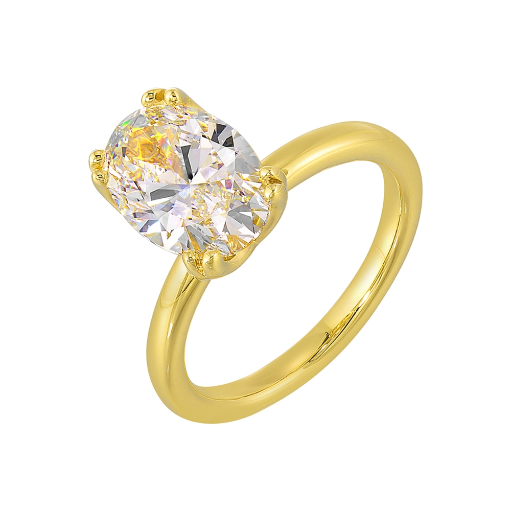 Lab Grown 14Kt Yellow 2Ctw With Oval Center Solitaire