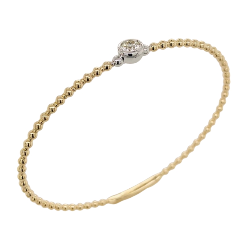 .32Ctw Round Diamond Solitaire Flex Bangle 14K Yellow Gold