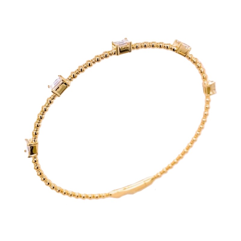 1.23Ct Baguette Dias 14k White Gold Flex Bangle