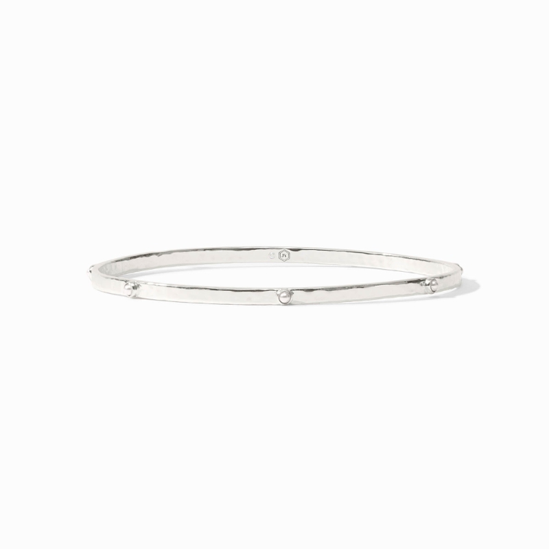Julie Vos Silver Pearl Crescent Stone Bangle