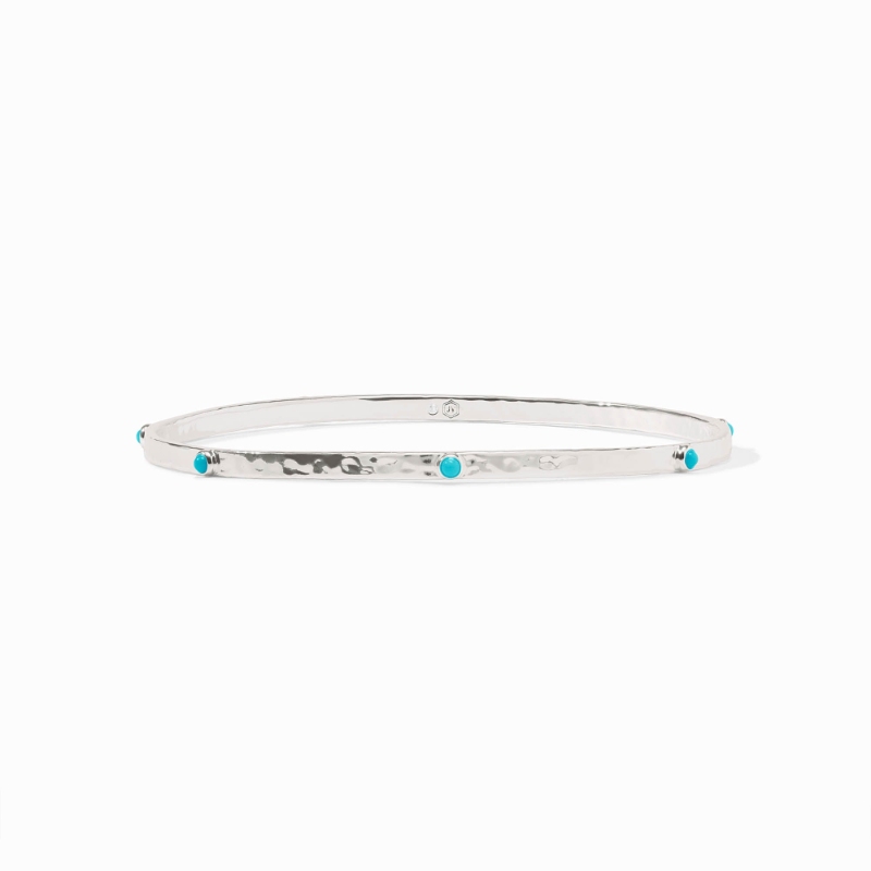 Julie Vos Silver Turquoise Crescent Stone Bangle