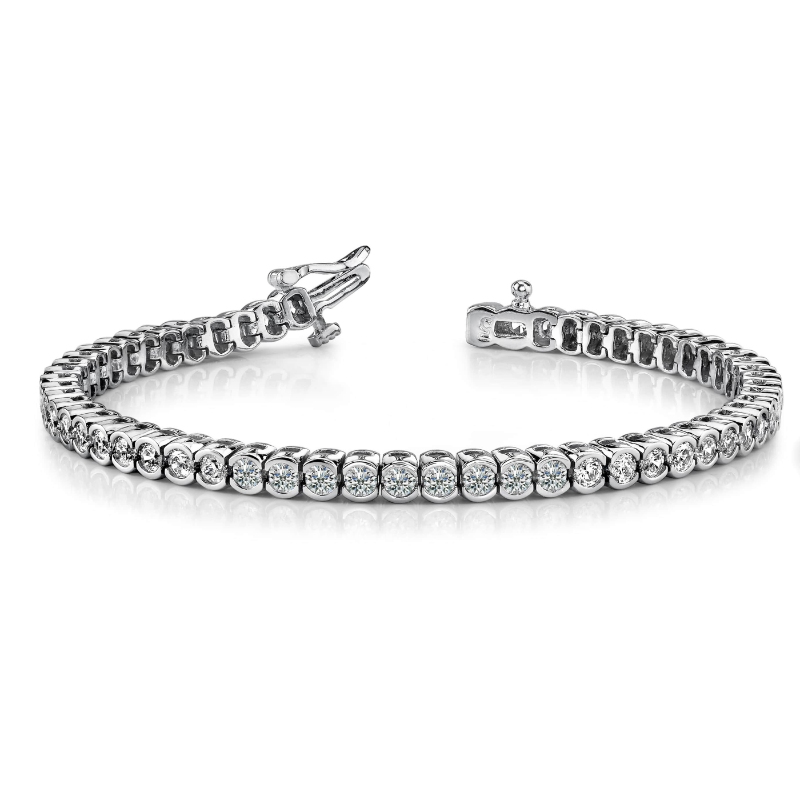 Estate 4.25Tw Diamonds Bracelet Half Bezel 14K White Gold
