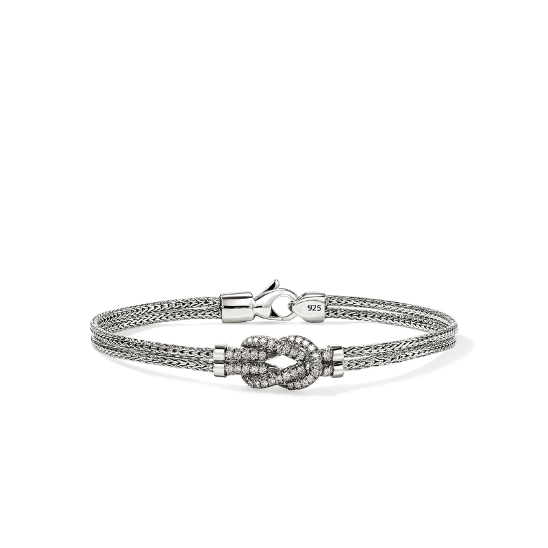 Love Knot Bracelet, Sterling Silver, Diamonds