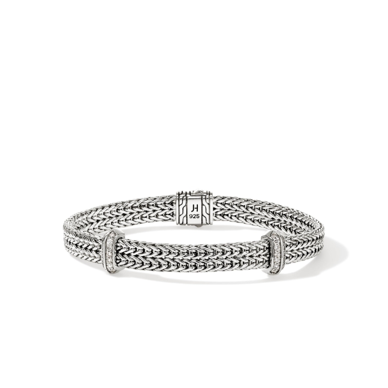 .33Ct Diamonds Silver Flat Chain Bracelet 6Mm