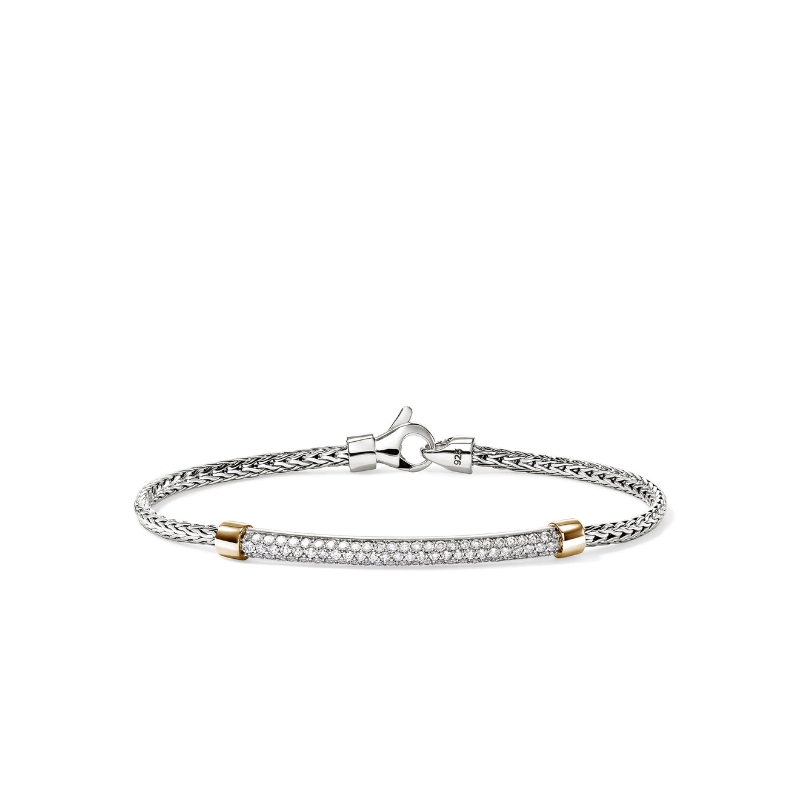JH Essential Pave Bracelet, Gold, Sterling Silver, Diamonds, 2.5MM