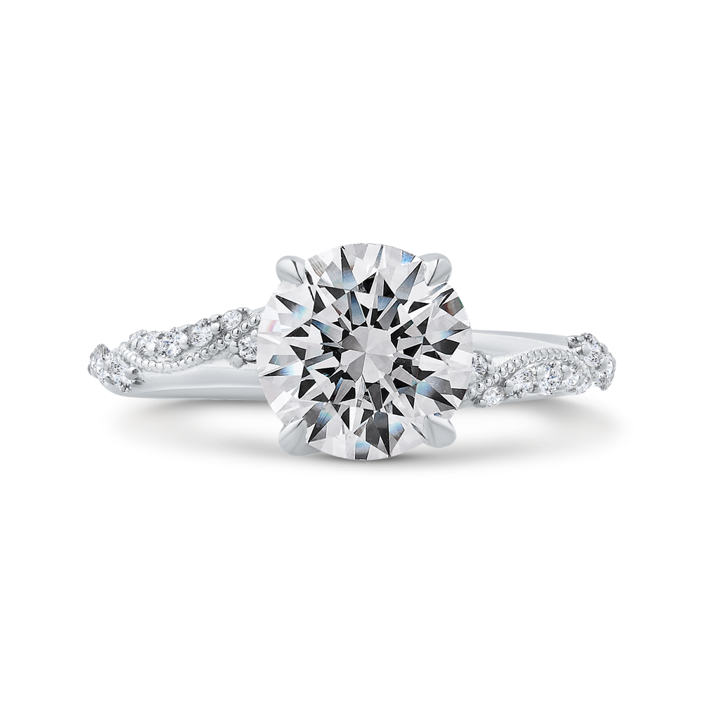 14K White Gold Diamond Engagement Ring (Semi-Mount)