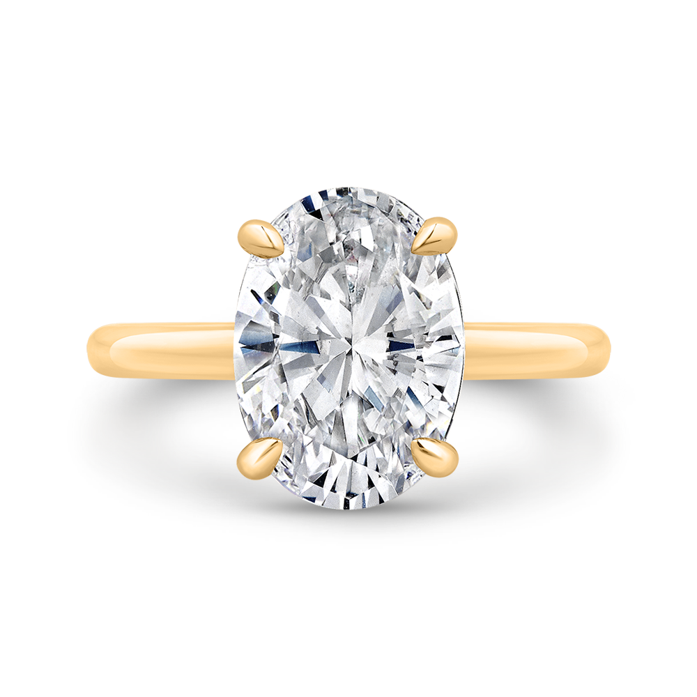 14K Yellow Gold Oval Diamond Solitaire Plus Engagement Ring  (Semi-Mount)