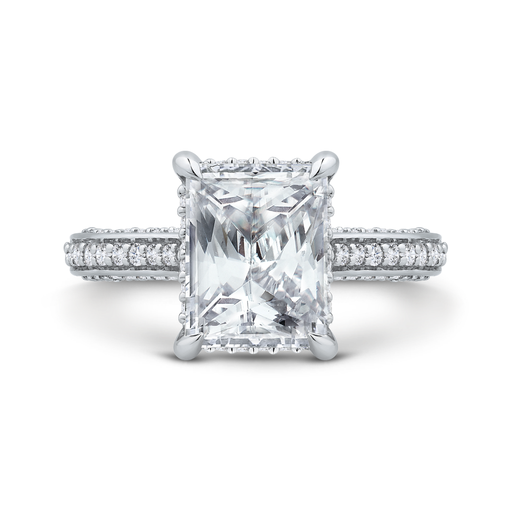 14K White Gold Radiant Diamond Solitaire Plus Engagement Ring  (Semi-Mount)