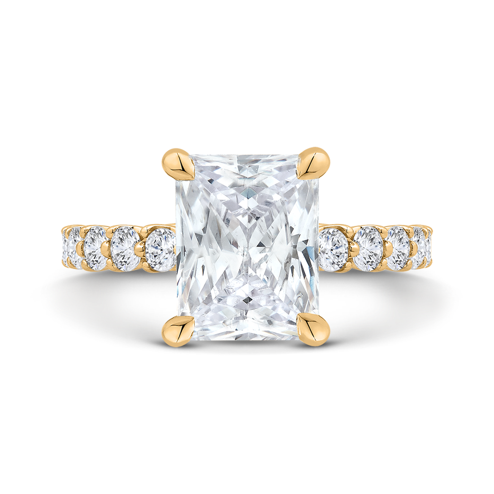 14K Yellow Gold Radiant Cut Diamond Engagement Ring (Semi-Mount)
