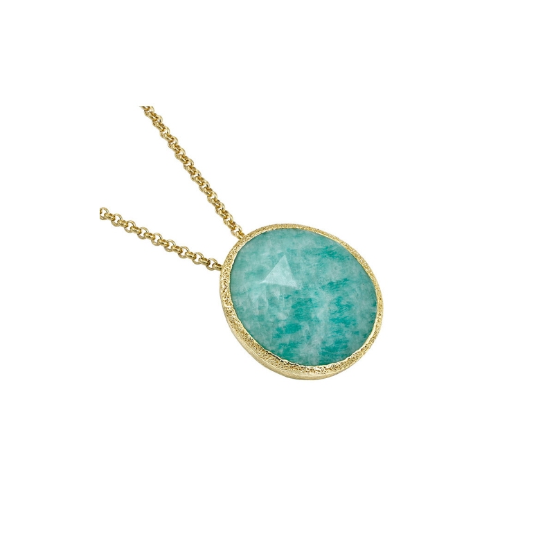 Amazonite Shade Pendant Sterling/18Ky Vermeil