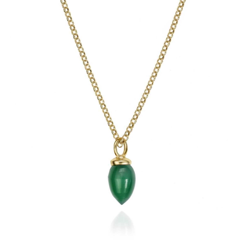 Green Onyx Pendulum Pend 14K Vermeil