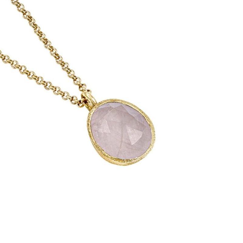 Small pendant with Rose Quartz Shade in 18k gold vermeil