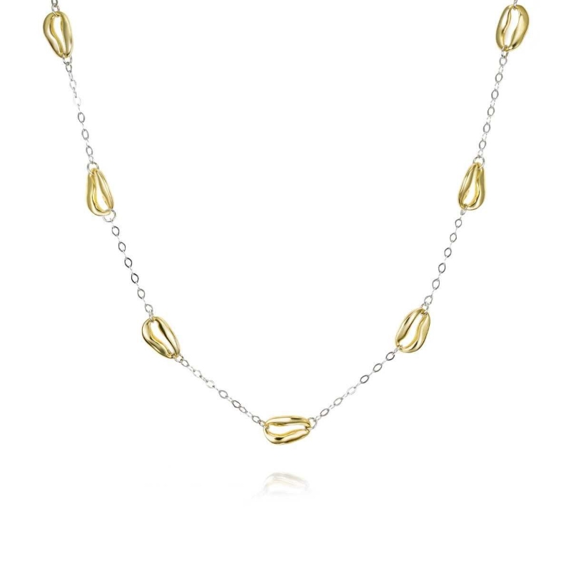 2-Tone Bean Station Necklace Sterling/18Y Verm