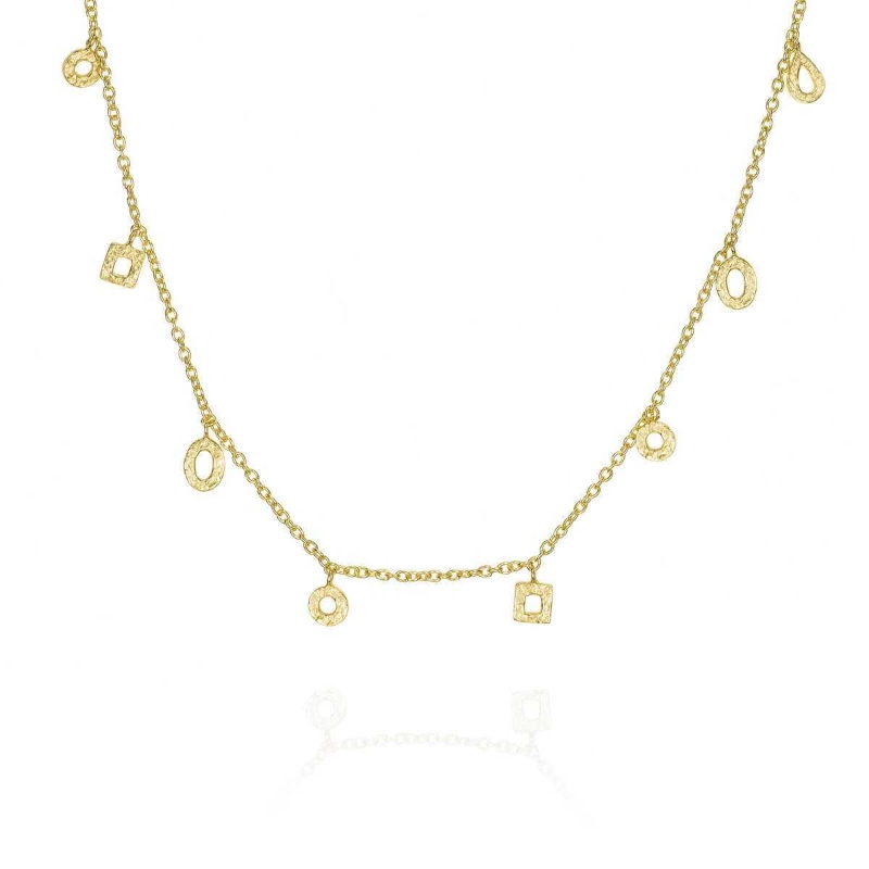Drop Station Necklace Sterling/18Ky Vermeil