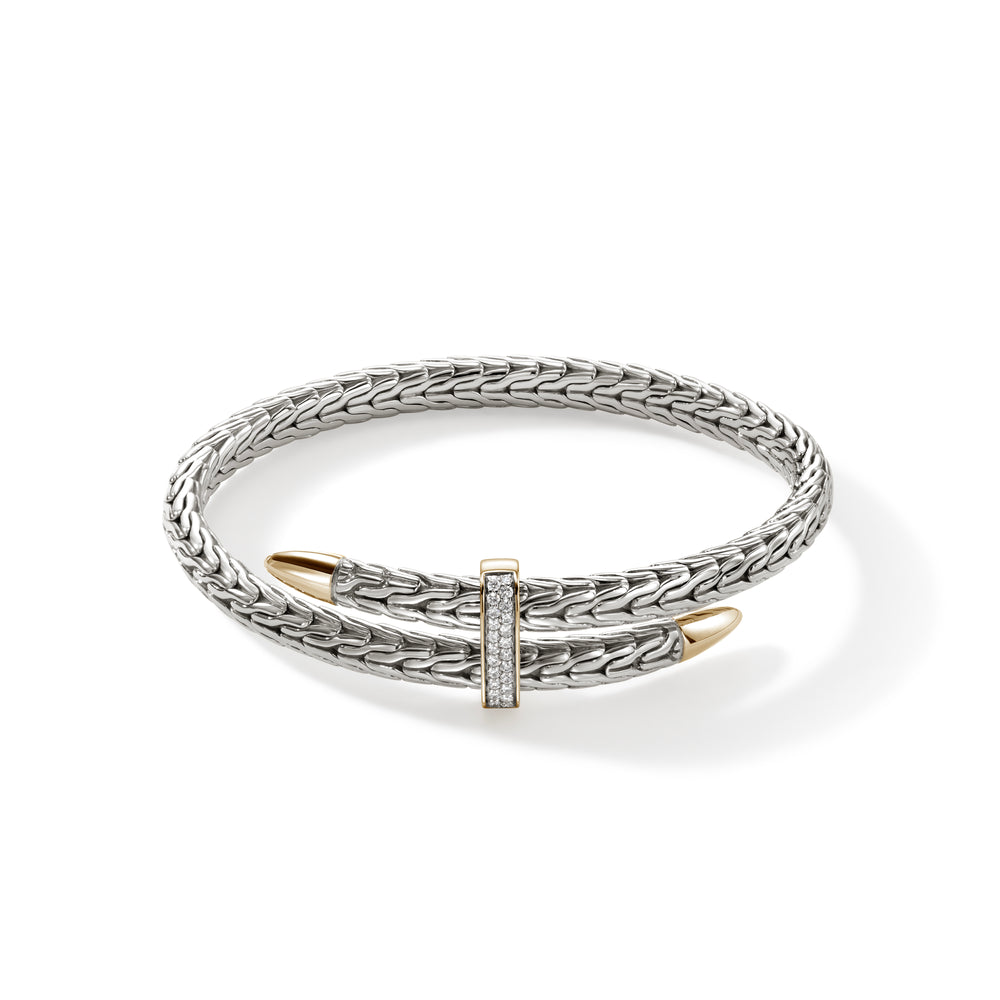 Spear Flex Cuff Silver Gold Diamonds