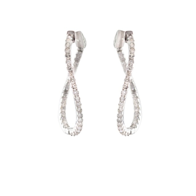 1.88Cttw Diamond Twisted In-Out Hoops 14K White Gold