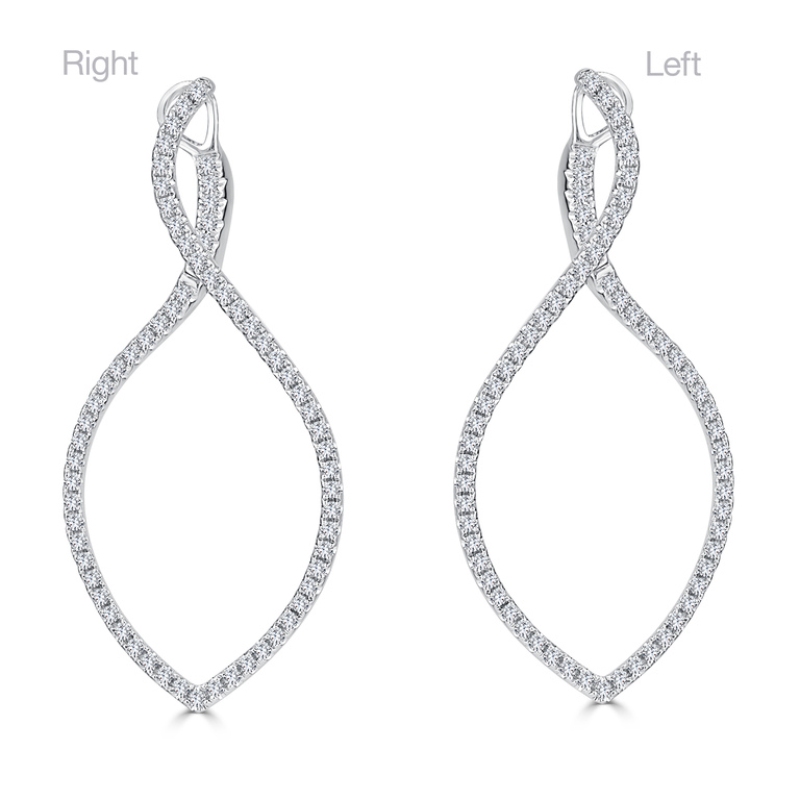 1.01Cttw Diamond Front-Facing Hoops 14K White Gold