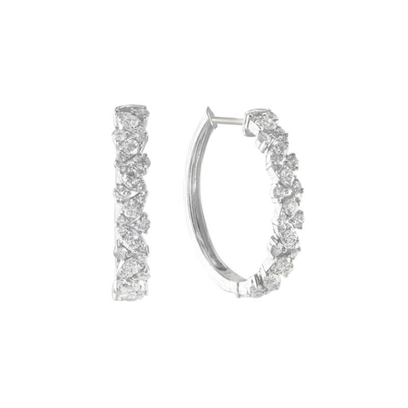 1.04Cttw Diamonds Hoops 14K White Gold