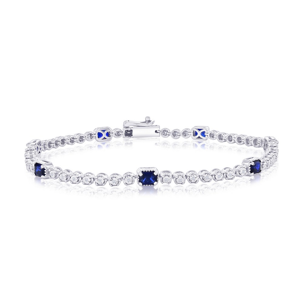 Silver .India/2.08Ct Lab Sapphire Bracelet