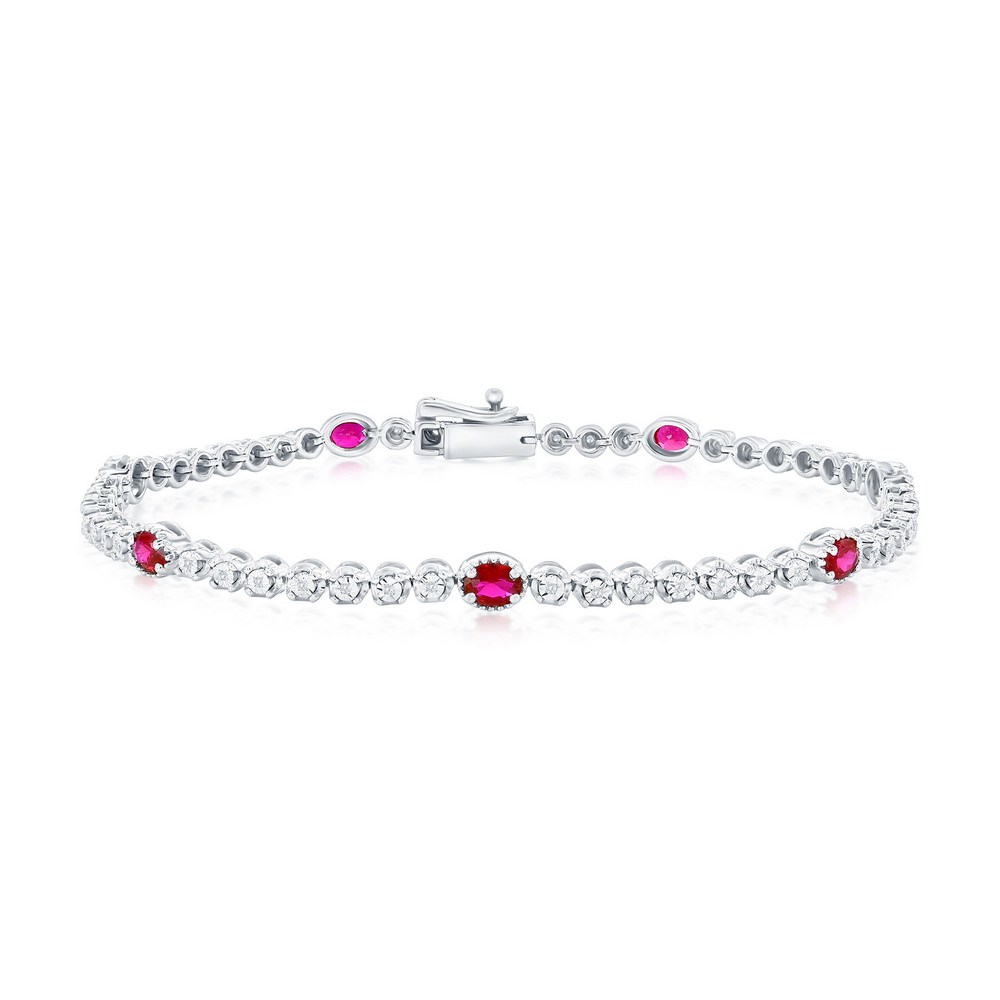 Silver .India/1.40 Lab Rubies Bracelet
