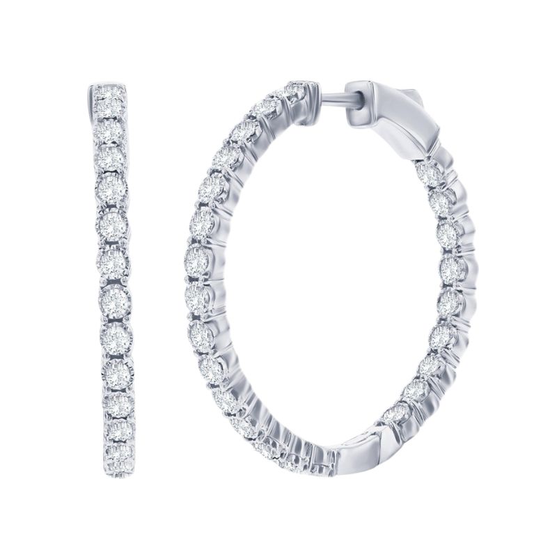 1.26Cttw Lab Diamond Silver Hoops 30mm