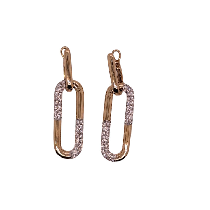 14K Yellow Gold Paperclip Dangle Earrings