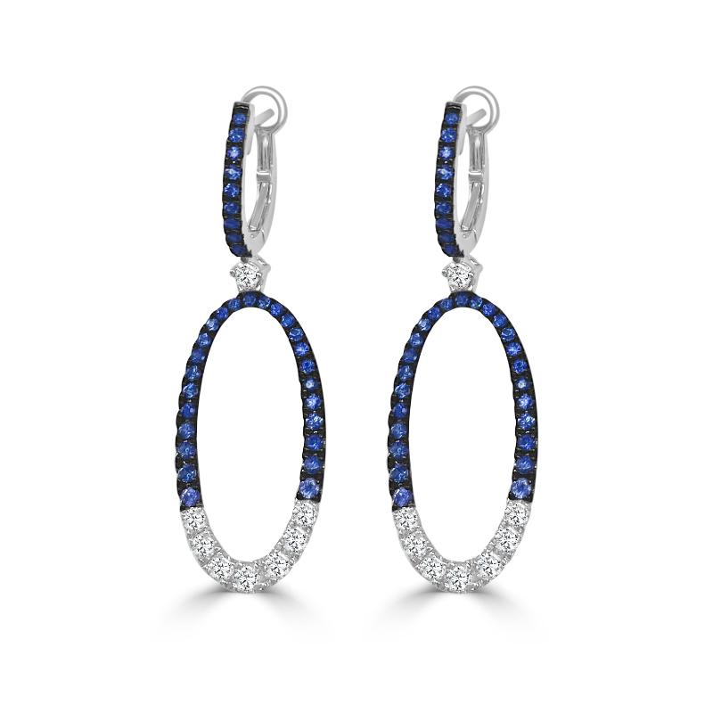 14K White Gold Oval Dangles