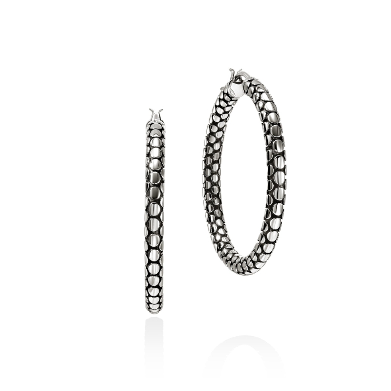 Silver Dot Hoops 37Mm