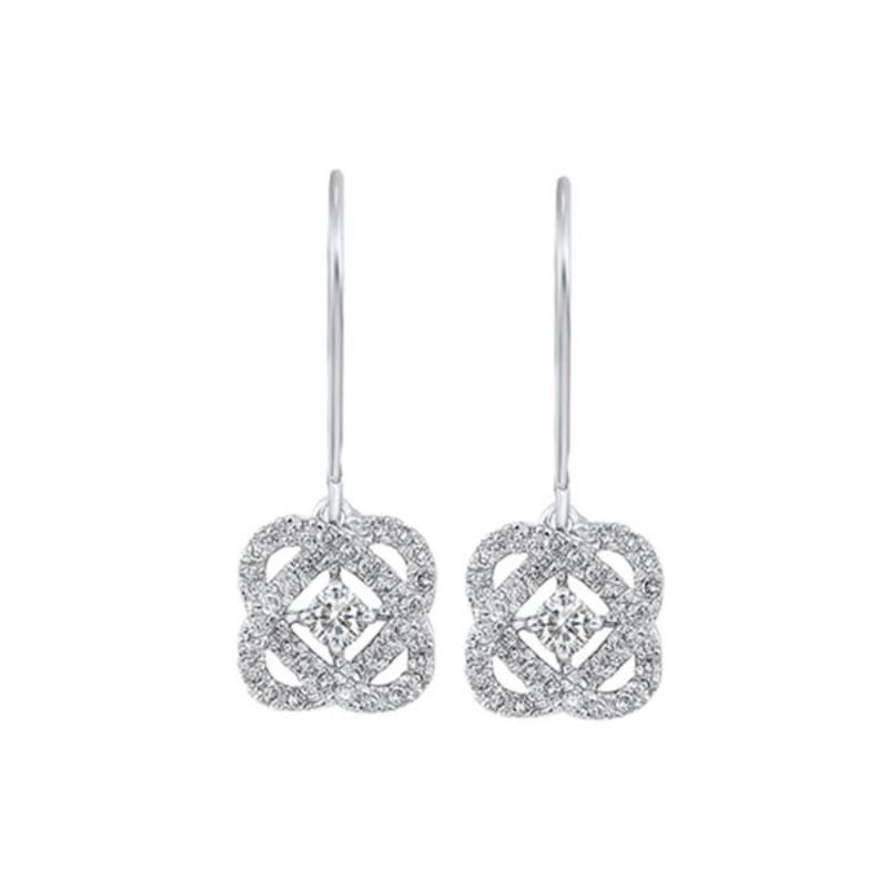 Diamond Infinity Love Heart Knot Dangle Earrings - ER10446-SSF