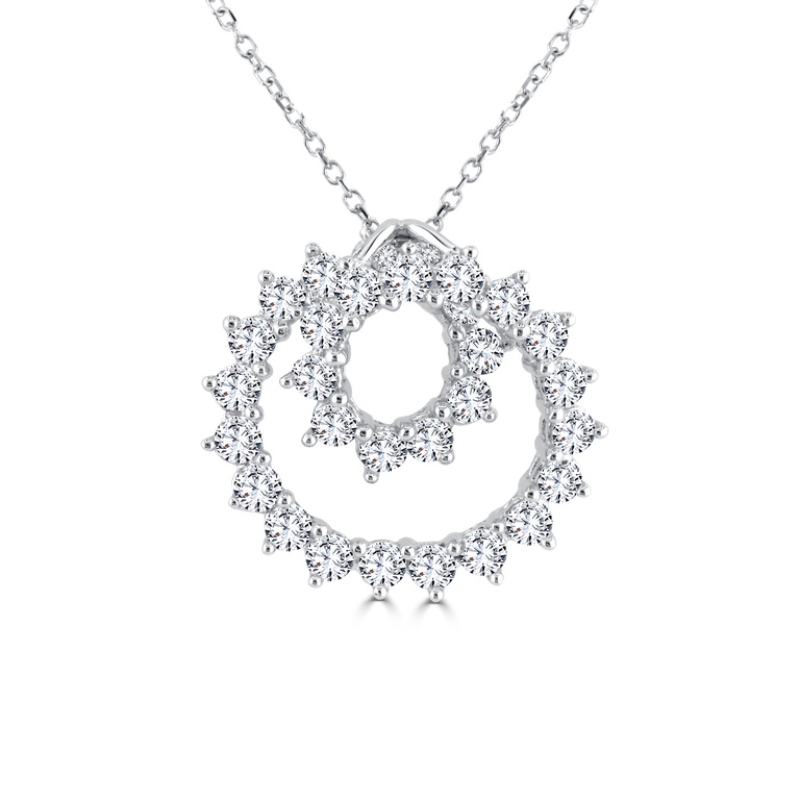 1.13Cttw Diamonds Spiral Pendant 14K White Gold
