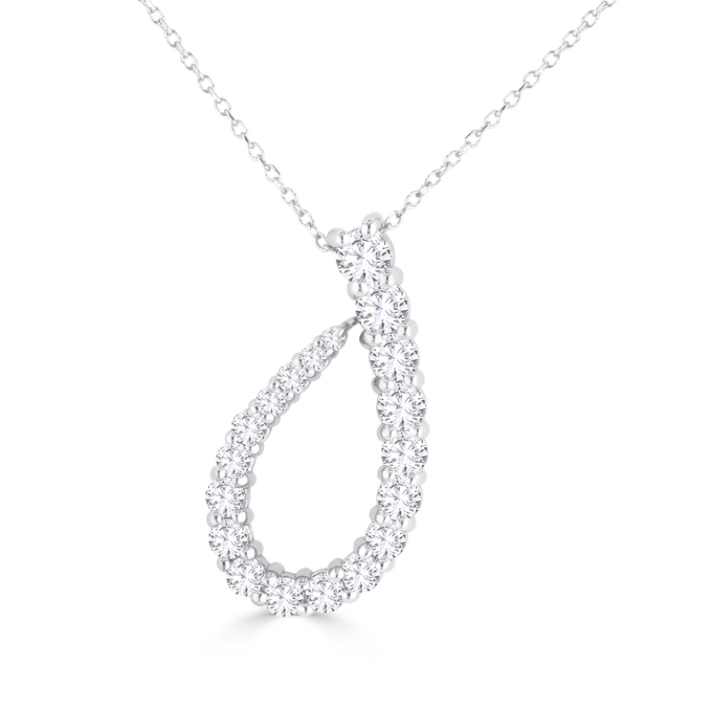 .99Cttw Diamond Swirl Pendant 14K White Gold