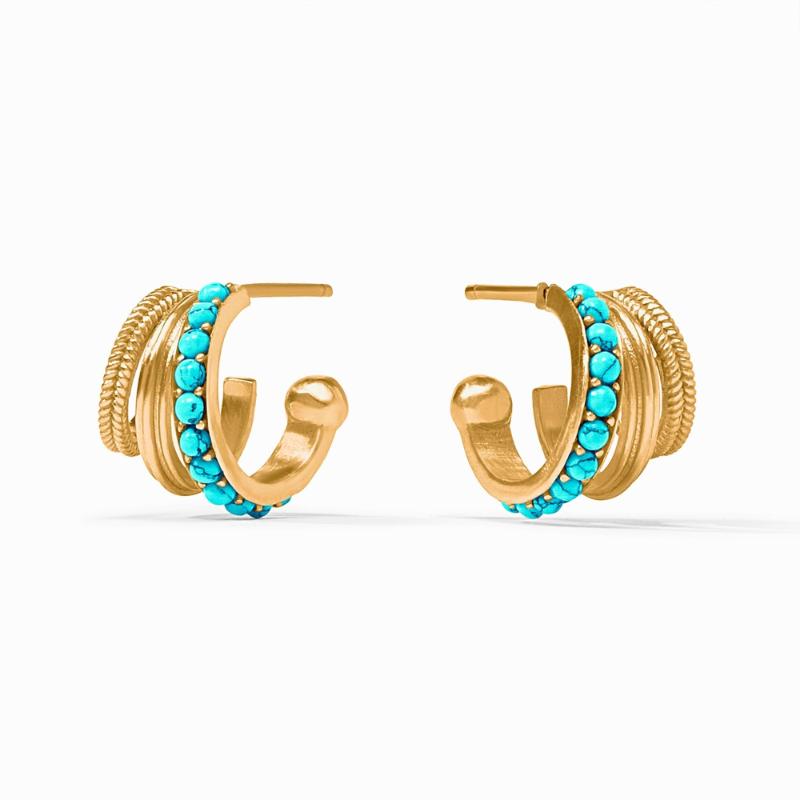 Julie Vos Turquoise Hydra Triple Hoop Earrings