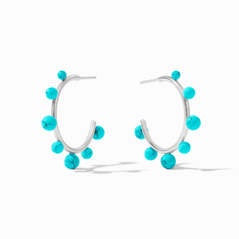 Julie Vos Silver Turquoise Hydra Hoops