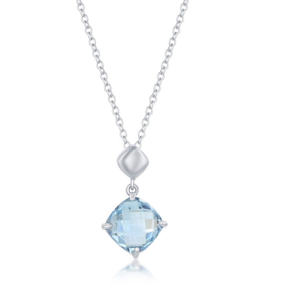 Cushion Blue Topaz Pendant Silver