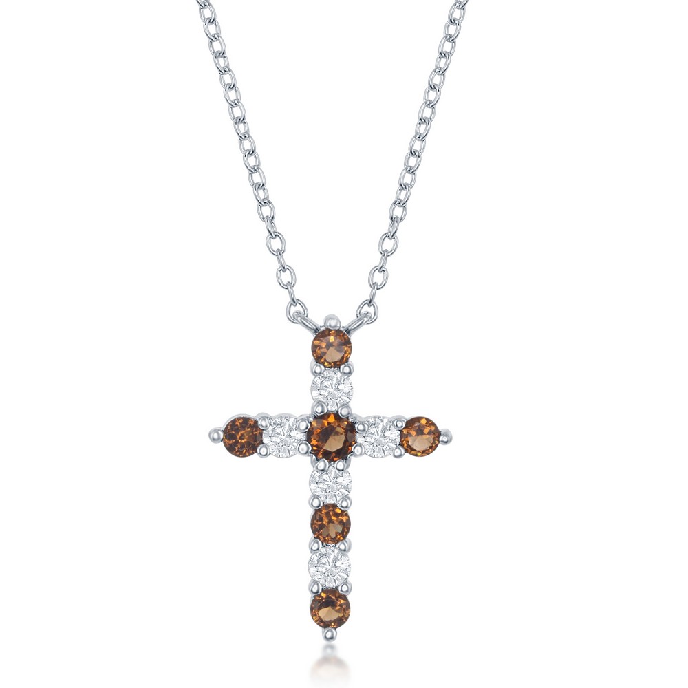 Jan CZ Silver Cross Necklace