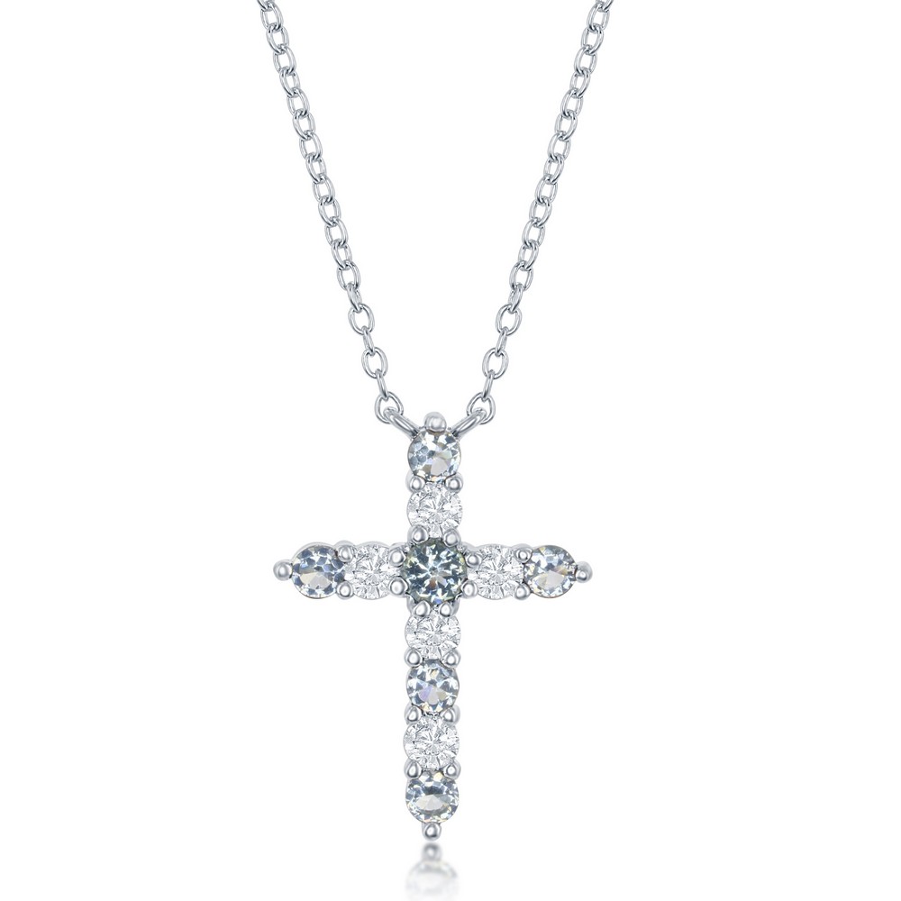 March CZ Silver Cross Pendant
