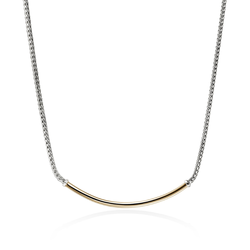 Silver/14Kyg Bar Necklace