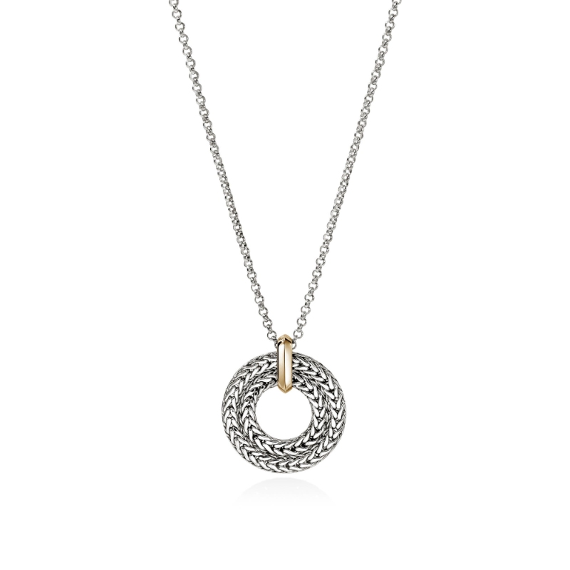 Silver/14Ky Icon Round Pendant 16-18