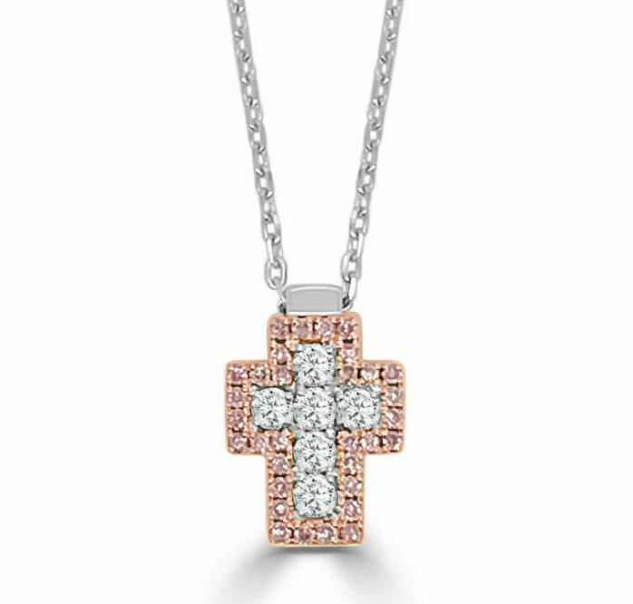 14K White & Pink Diamond Pendant