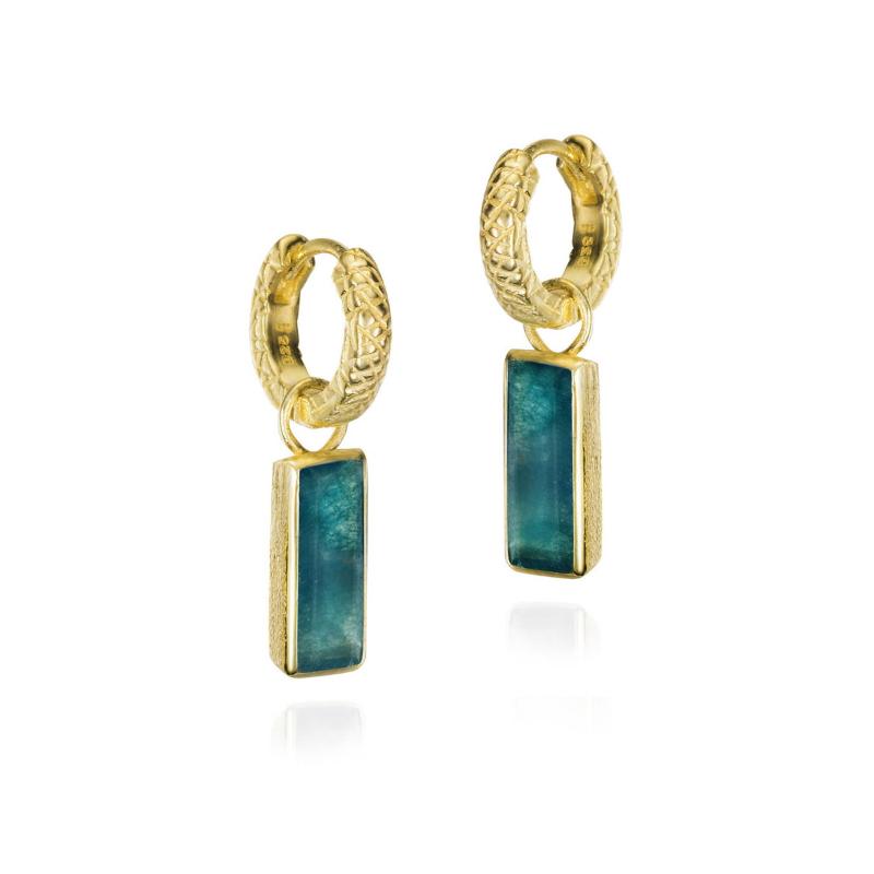 Hoop Earrings with apatite in sterling silver plated with 18k gold