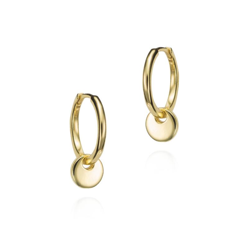 Hoop Earrings with Circle in Sterling Silver with 18k Gold Vermeil