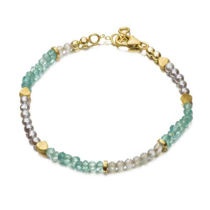 Bracelet in sterling silver with natural gemstones