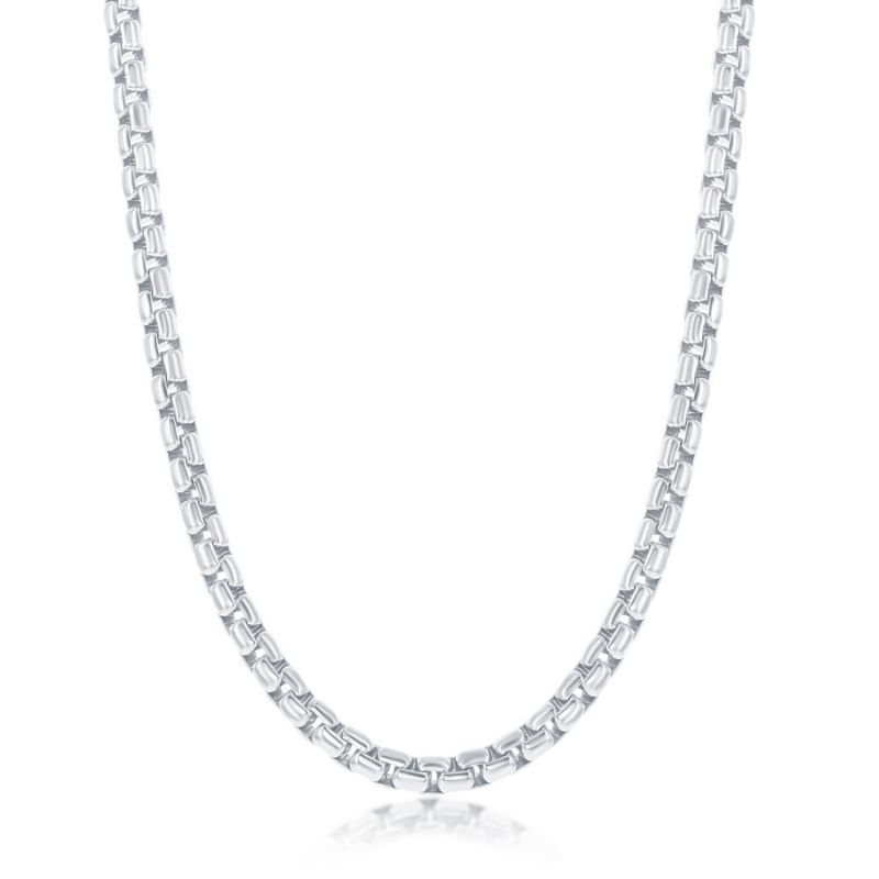 18" 3.5mm Silver Round Box Chain Rhodium