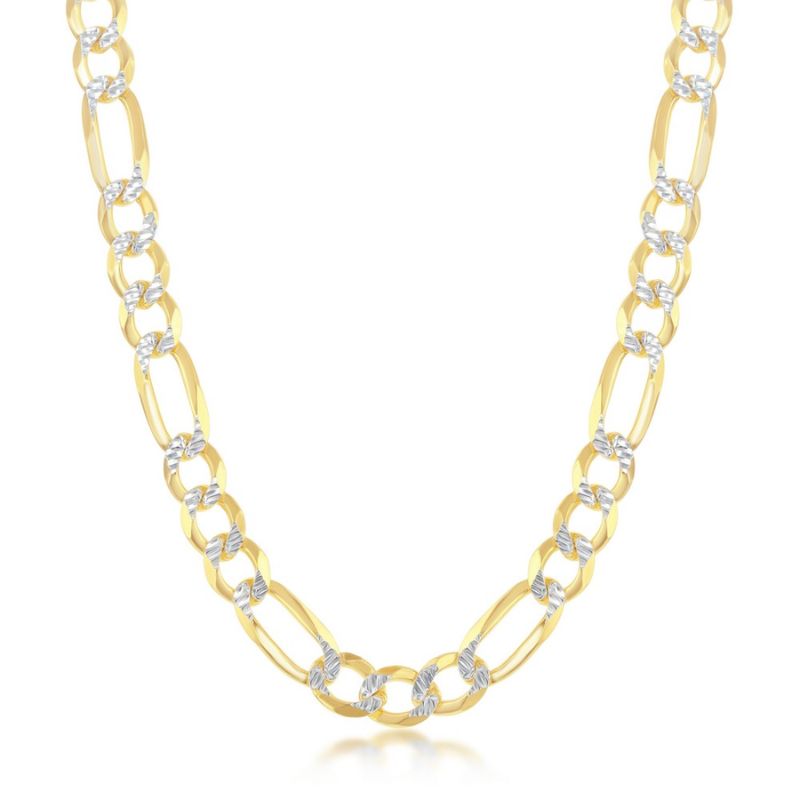 20" 7mm Figaro Silver & Gold Plated Chain