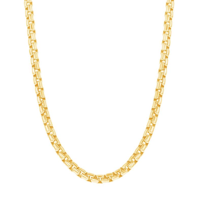 22" 3mm Round Box Chain Gold Plated
