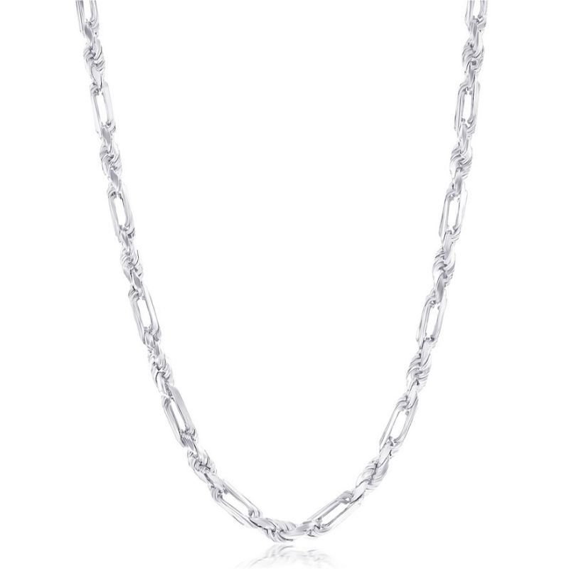22" 4mm Figarope Silver Rhodium Chain