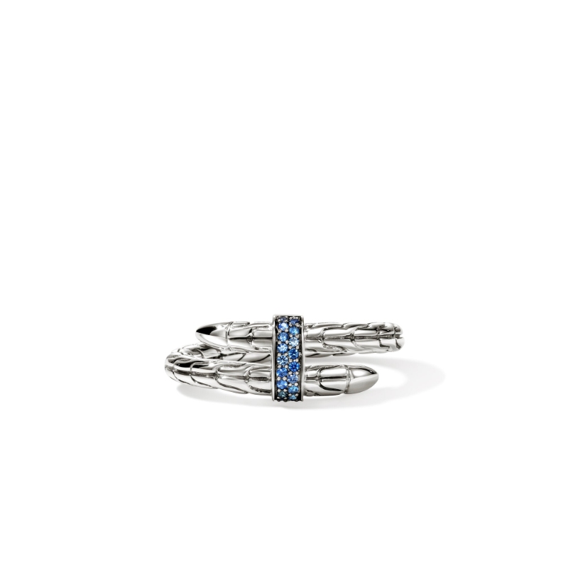 Blue Sapphire Bypass Ring Silver