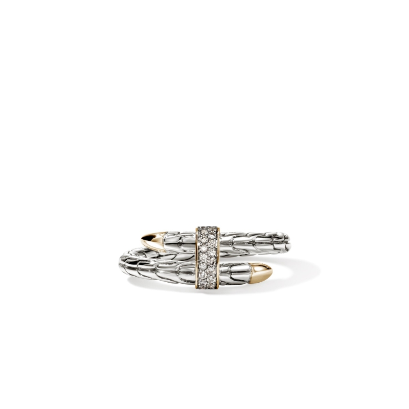 .08Ct Diamonds Bypass Ring Silver/14Ky